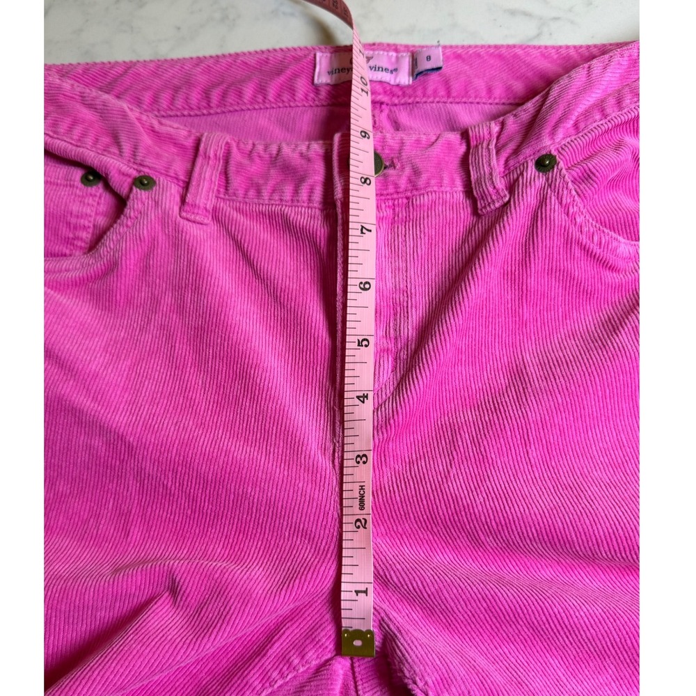 Vineyard Vines Womens Hot Pink Corduroy Slim Straight Pants Size 8 Preppy Whale - Picture 5 of 8